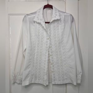 Vintage Eyelet button down blouse